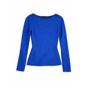 Vintage Emporio Armani Cobalt Blue Italian Knit Top IT 38 Sculpted Princess Seam